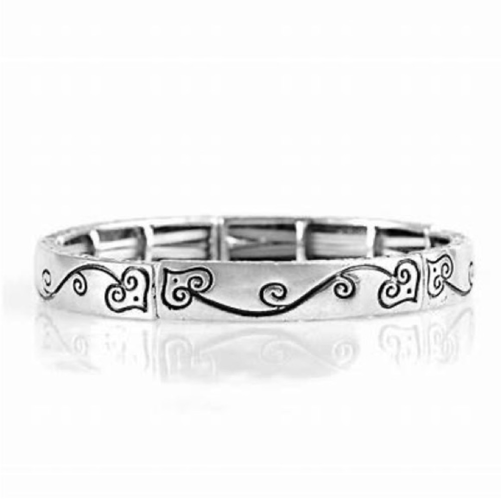 Silver vine print stretchy bracelet*